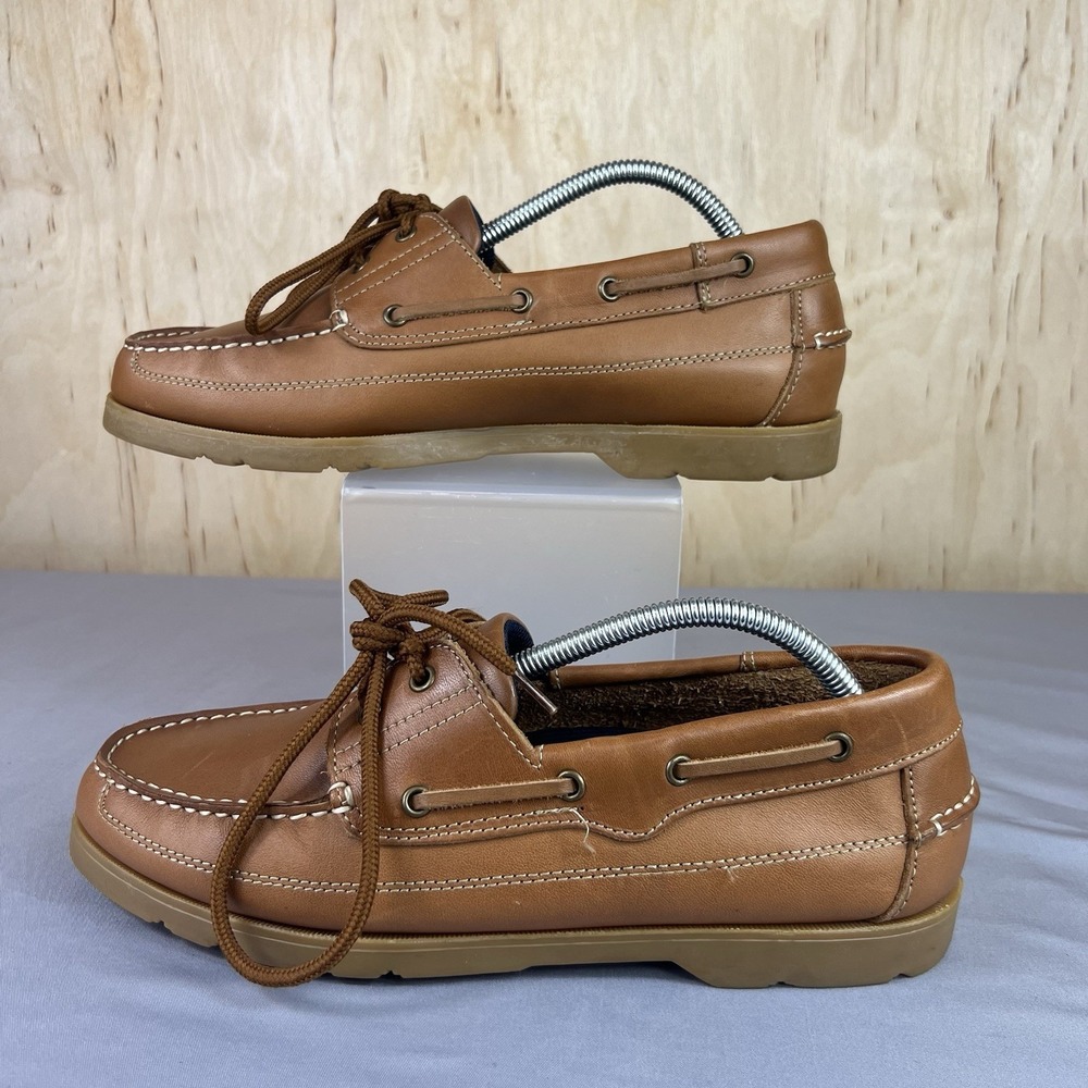 Croft & Barrow Mens Size 9.5D Tan Leather Boat Deck Shoes Baumann Loafers